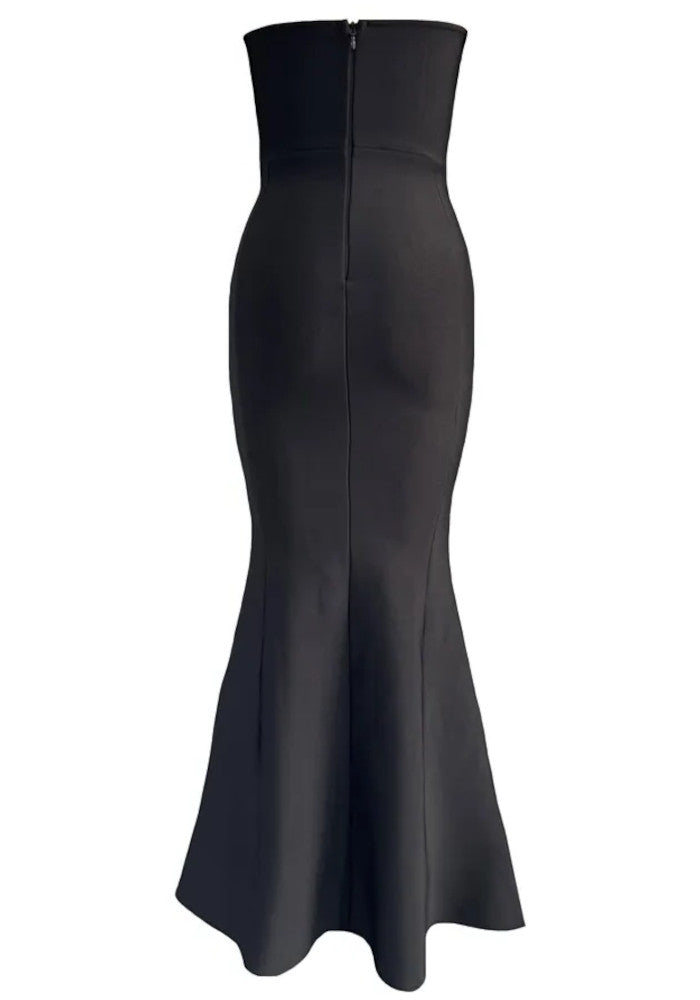 Strapless Crystal Maxi Dress Black