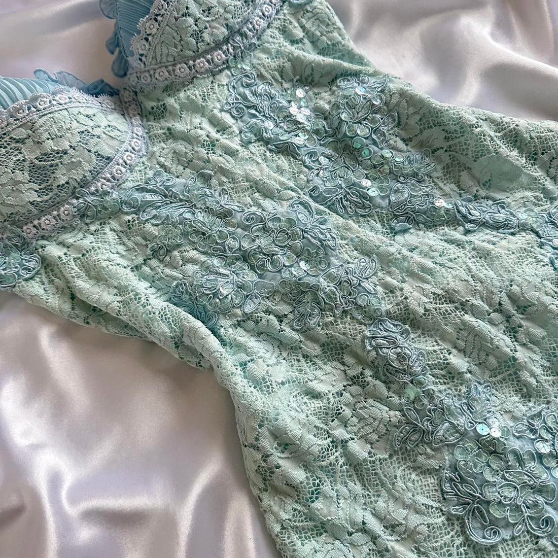 ❄️✨Powder Blue Sparkling Charming Retro Princess Stunning Unique Fashionable Beautiful Elegant Delicate Lace Short Lace Sequin Homecoming Dress Prom Dress Evening Dress Birthday Party Dress Prom Dress