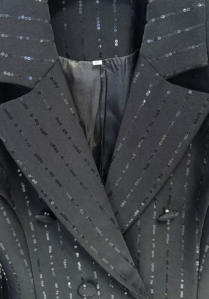 Sequin Stripes Suit Black