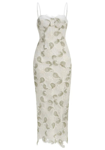 Floral Lace Maxi Dress White