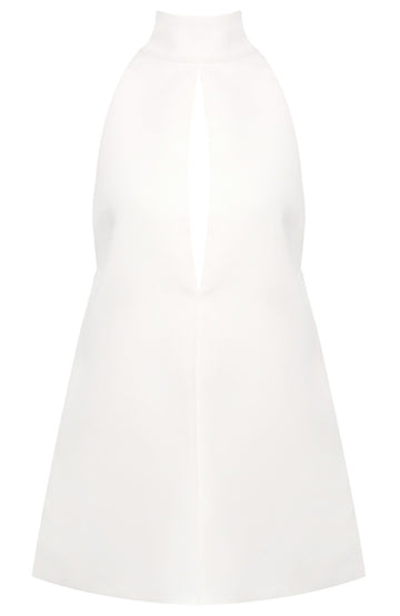 Halter Cut Out Detail A Line Dress White
