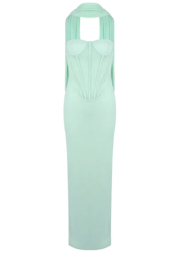 Strapless Bustier Maxi Dress Green