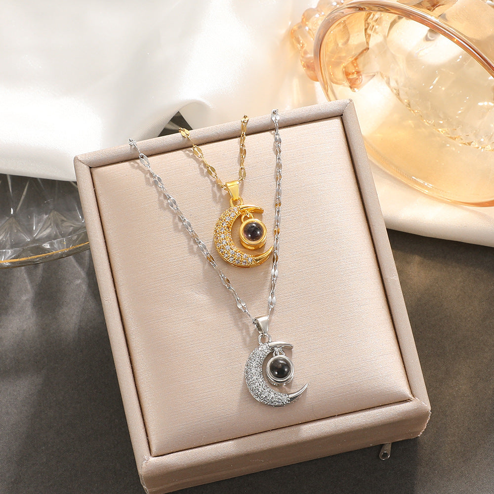 Elegant Diamond Moon Necklace