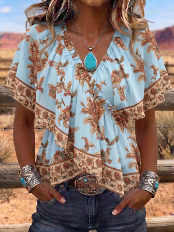 Vintage Art Print Comfortable Summer Fabrics Casual Shirt