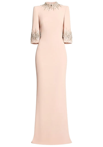 Crystal Short Sleeve Maxi Dress Blush Pink
