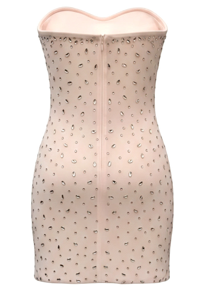 Strapless Crystal Dress Nude