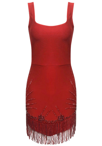 Embellished Tassel Detail Dress Red