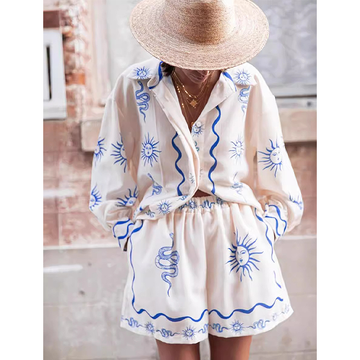 Vacation Sunface Printed Shirt and Shorts Set