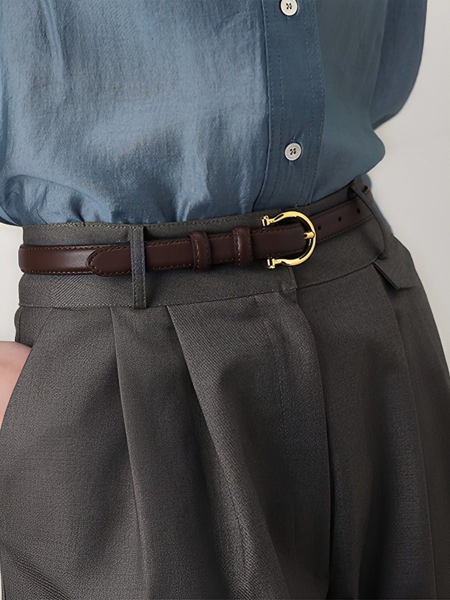 Women's Vintage Sophisticated Faux - Leather Horsebit Belt MDA0688H2I
