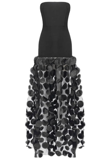 Strapless A Line Maxi Dress Black