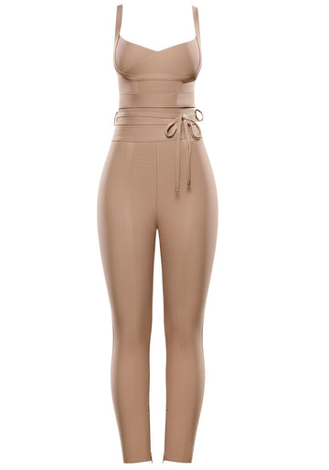 Tie Detail Jumpsuit Nude