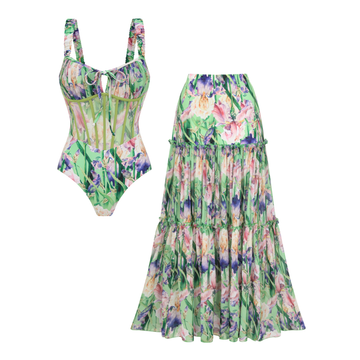 Iris Print Push-Up Swimsuit Set(s)