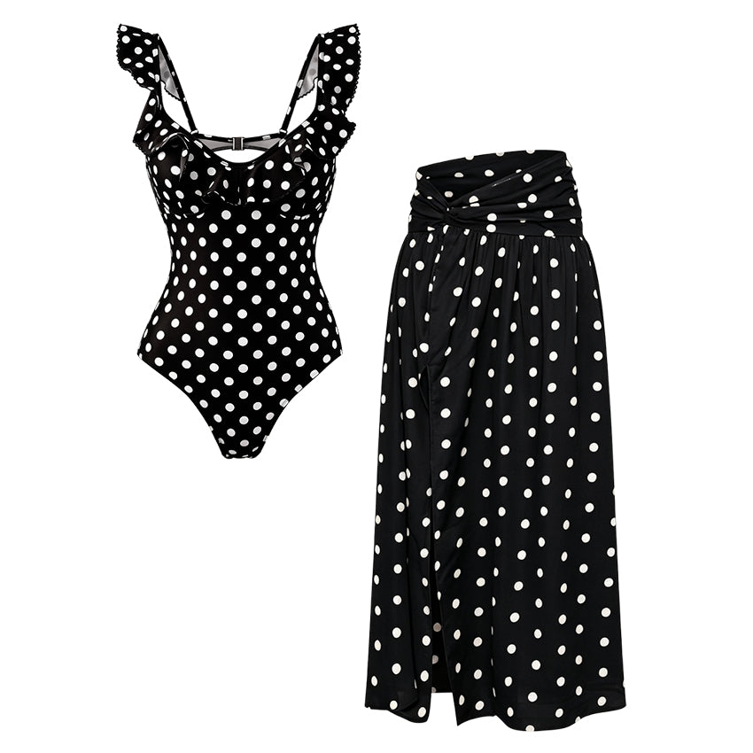 Ruffle Polka Dots Printed Swimsuit Set(s)