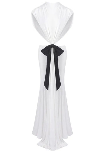 Bow Backless Maxi Dress White