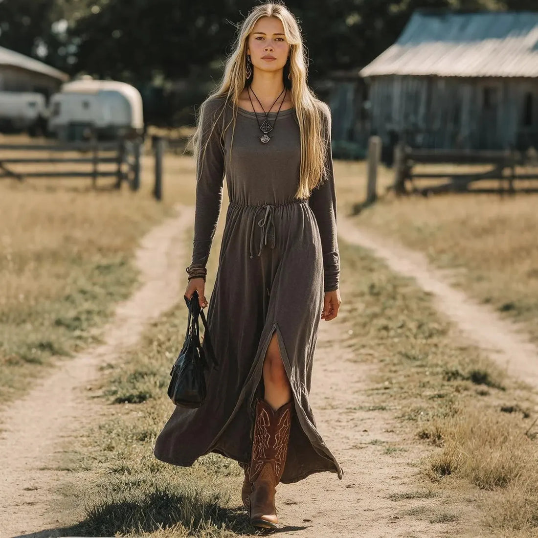 Women's Vintage Boho Chic Maxi Dress