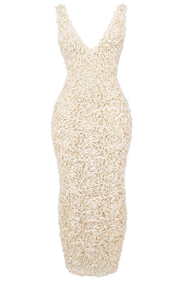 Floral Midi Dress Ivory