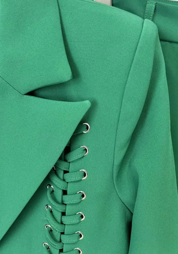 Lace Up Detail Suit Green