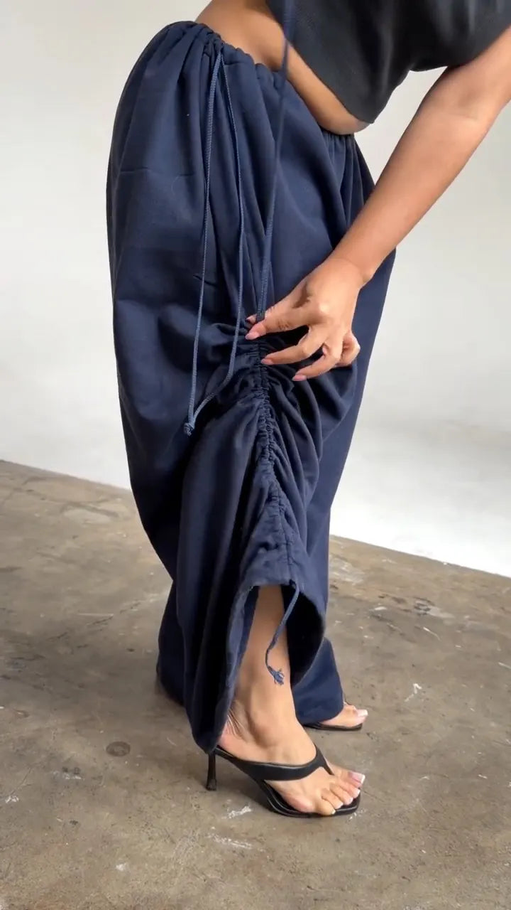 Oversized Casual Wide-Leg Pants with Drawstring