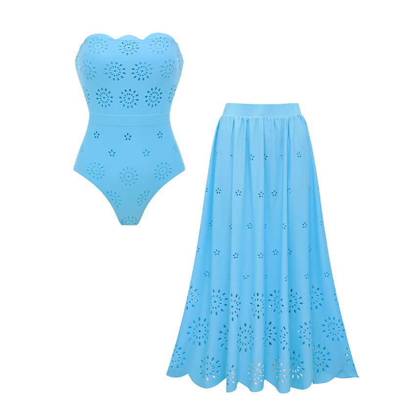 Bandeau Laser Cutting Flower Hollow Swimsuit Set(s)