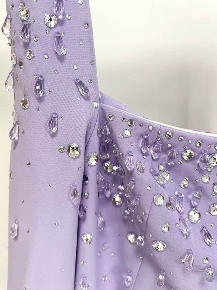 Long Sleeve Crystal Maxi Dress Lavender