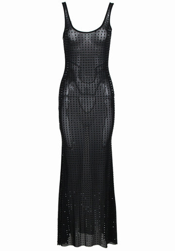 Backless Sparkly Maxi Dress Black