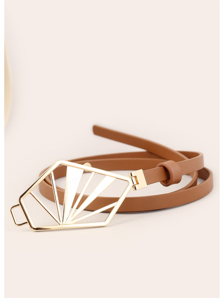 Women's Neutral - Brown Minimalist Leather Geometric Belt MDA0660H5I