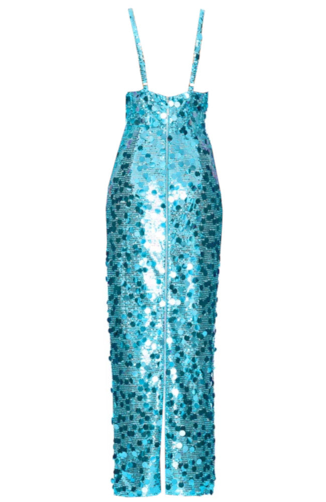 Big Sequins Maxi Dress Blue