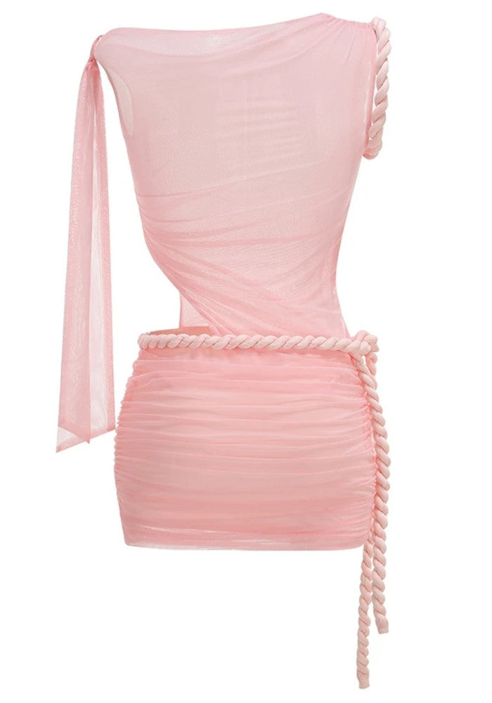 Draped Cut Out Dress Pink