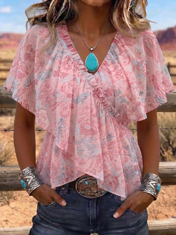 Vintage Art Print Comfortable Summer Fabrics Casual Shirt