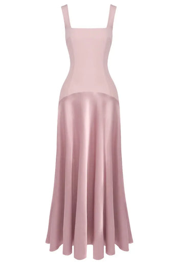 Silk Insert A Line Maxi Dress Pink