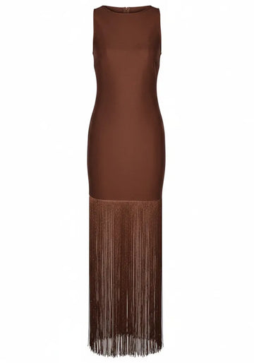Tassel Detail Maxi Dress Brown