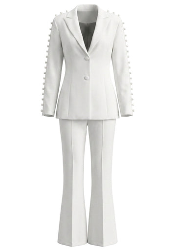 Pearl Embellished Suit White