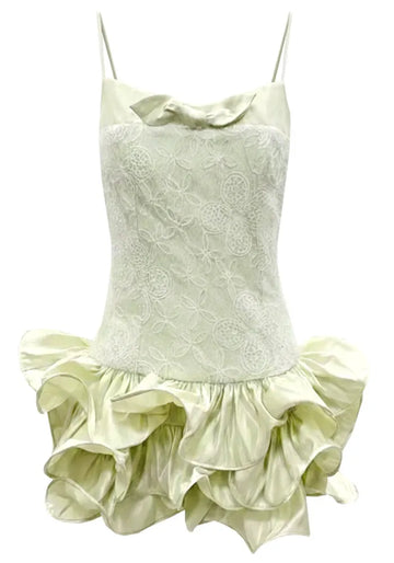 Ruffle Lace Dress Green