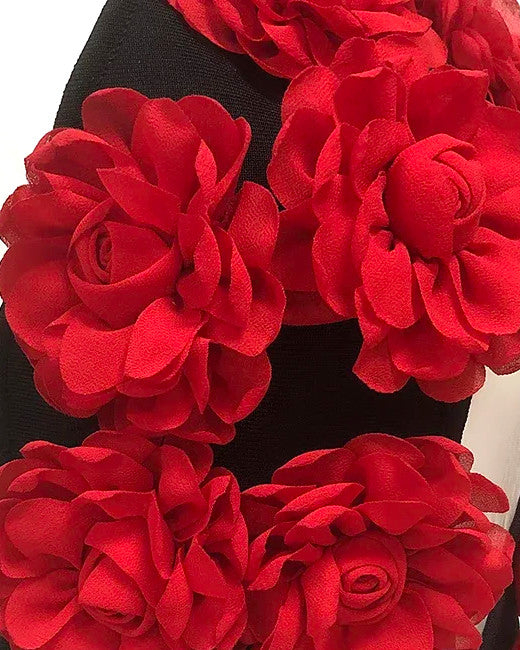 Halter Floral Cut Out Maxi Dress Black Red