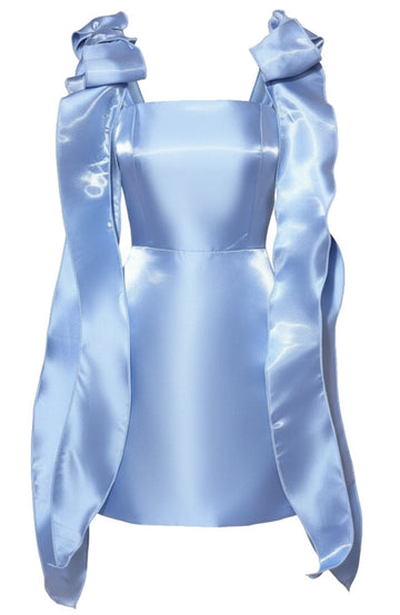 Bow Detail Silk Dress Blue