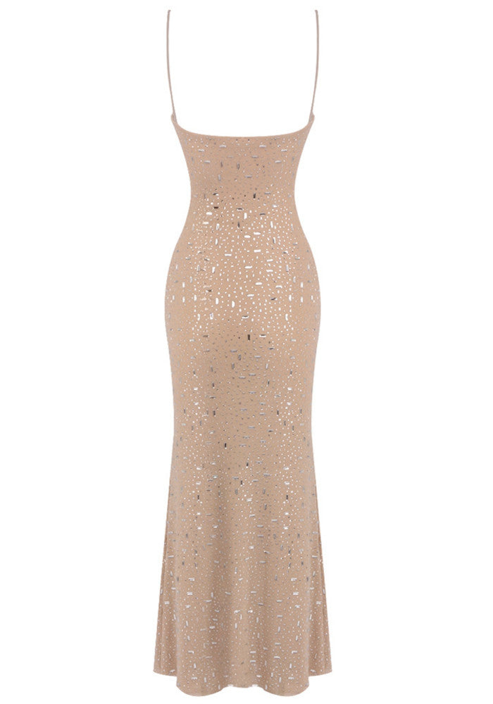 Embellished Maxi Dress Nude