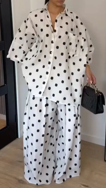 Women's Loose Casual Polka-Dot Set