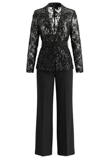 Sequin Lace Suit Black
