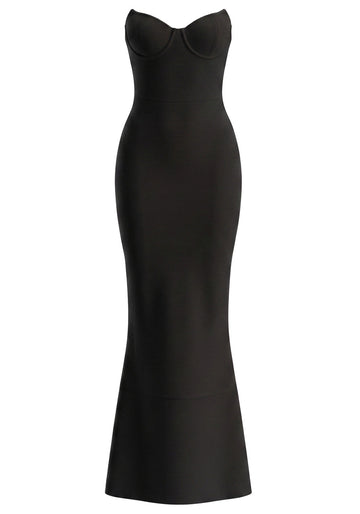 Strapless Bustier Maxi Dress Black