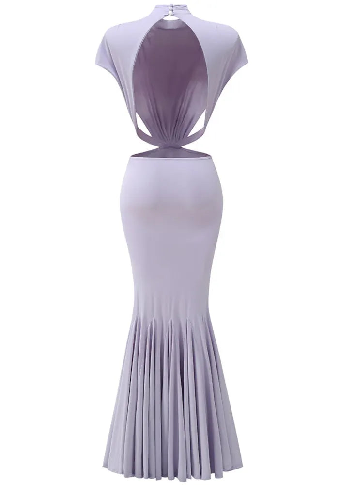 Bow Detail Cut Out Maxi Dress Lavender