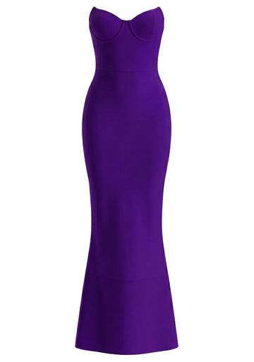 Strapless Bustier Maxi Dress Purple