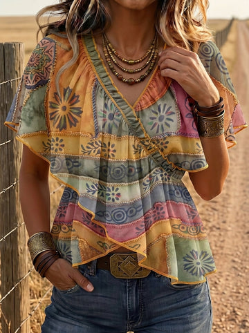 Vintage Floral Print Comfortable Summer Fabrics Casual Shirt