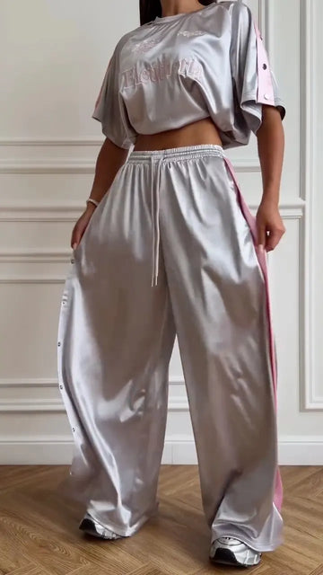 Satin Sport Tracksuit Set