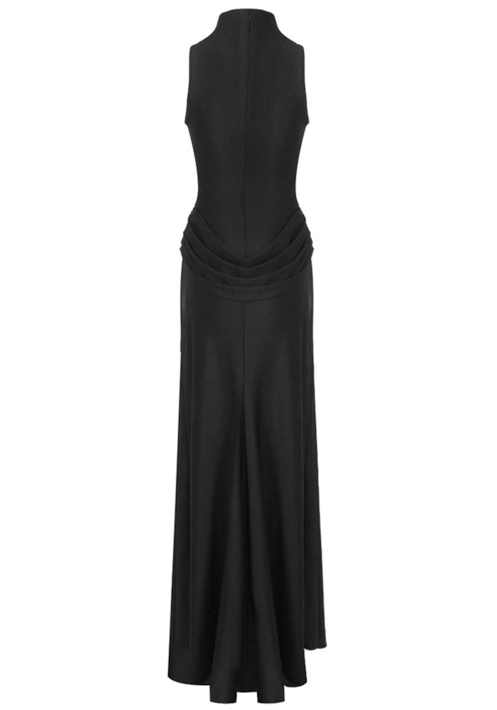 Draped Detail Maxi Dress Black