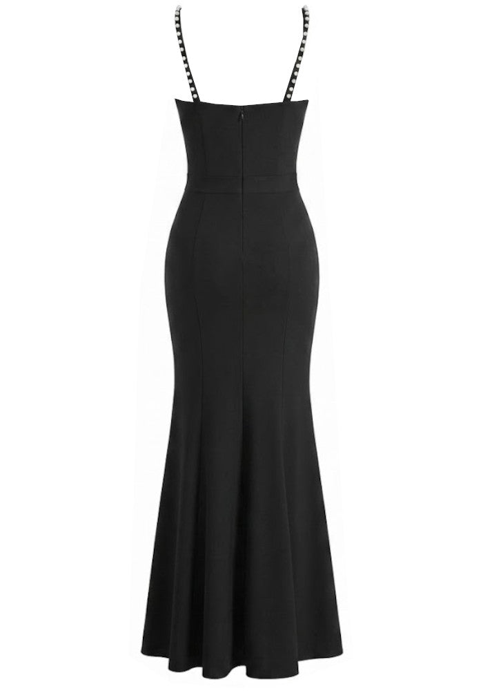 Crystal Straps Maxi Dress Black
