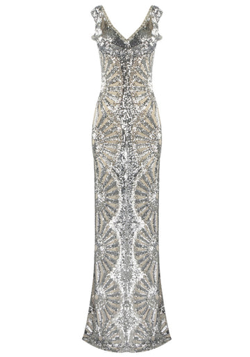 Sequin Maxi Dress Silver