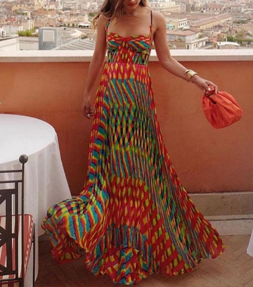 Sling Backless Printed Dress