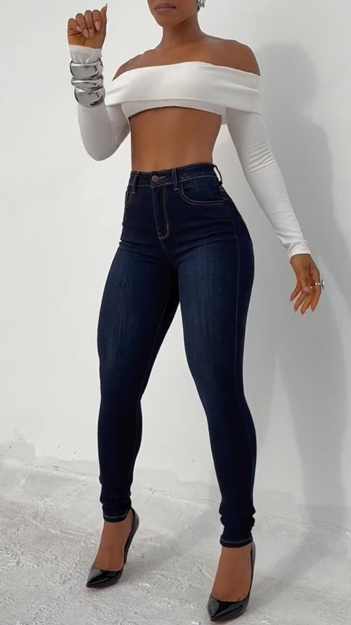 Dark Wash High Waist Skinny Denim Jeans