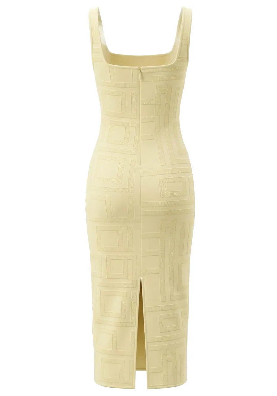 Textured Midi Dress Yellow