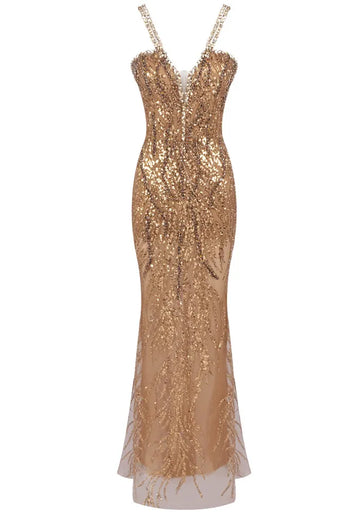 Sequin Maxi Dress Gold